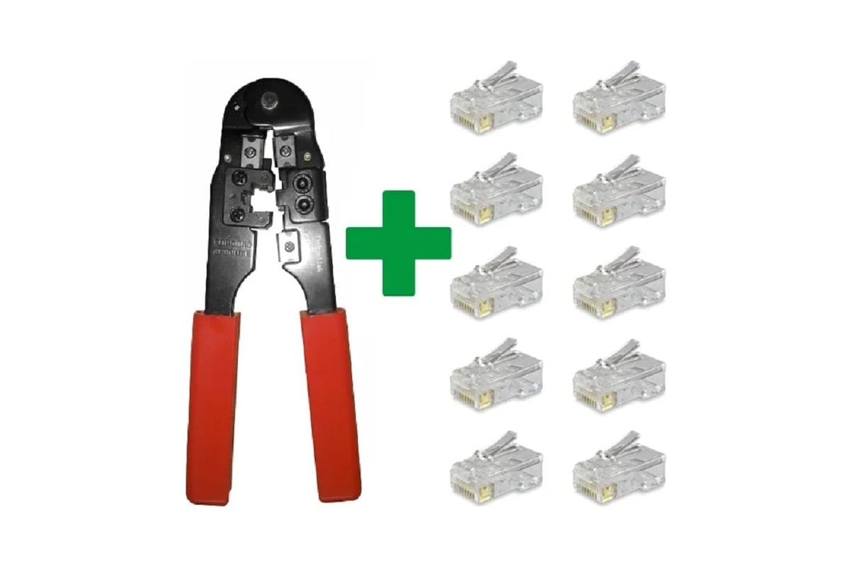 Кримпер для обжима витой пары ViaSpring Technolink RJ-45, в комплекте с коннекторами VLTTL210NSET