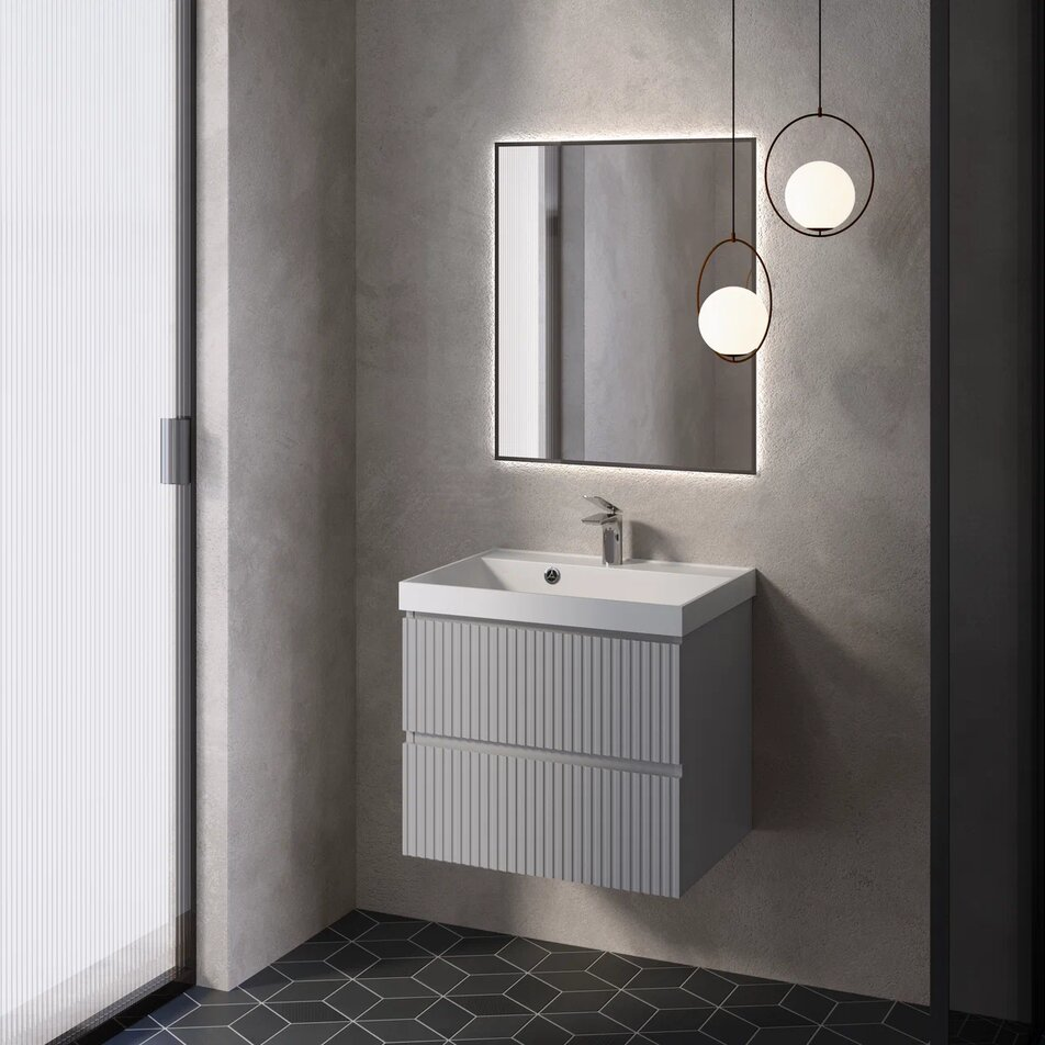 Тумба с раковиной AQUAme S1 60 см серый