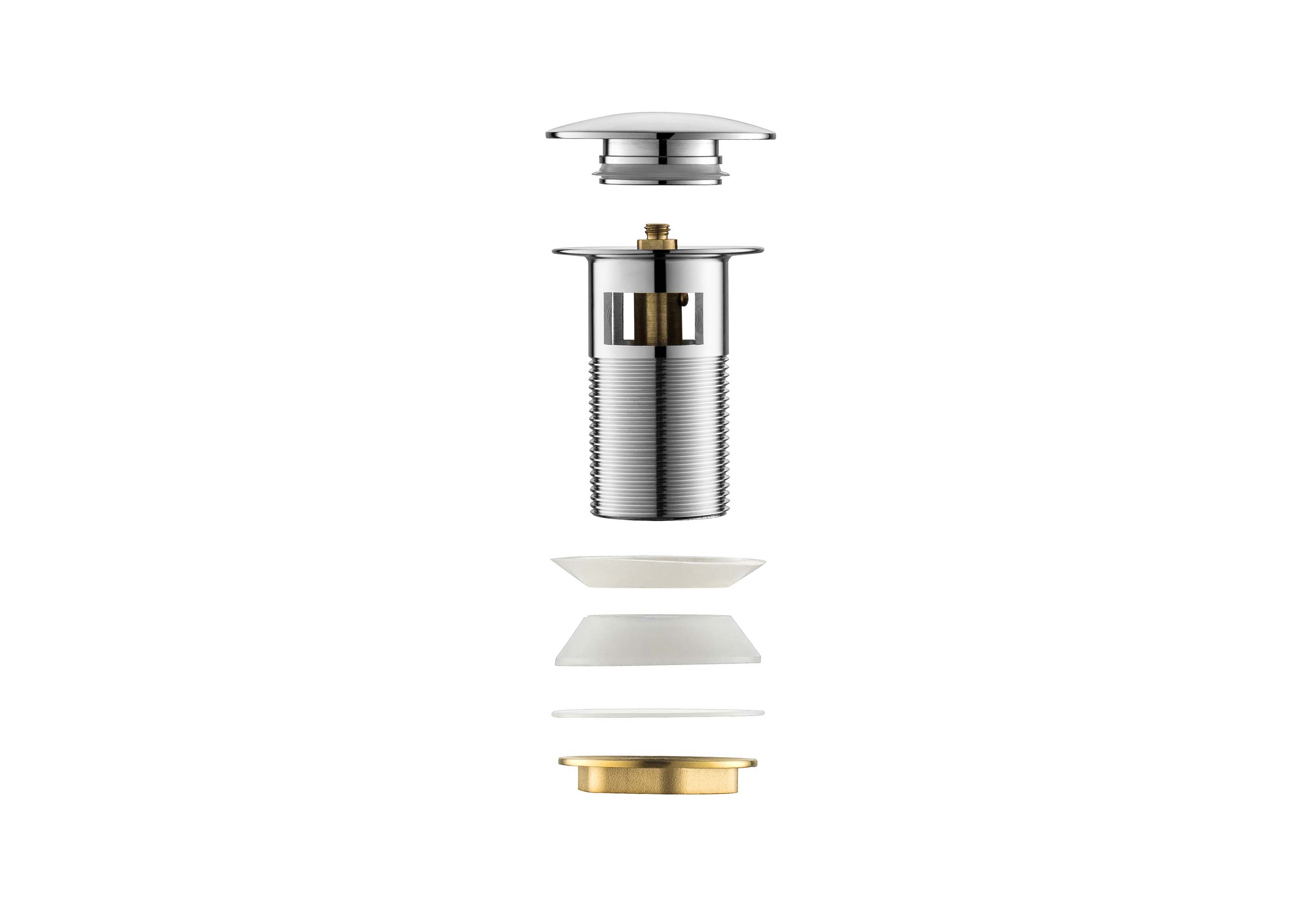 Донный клапан Aquatek AQ6002CR с переливом, Push-open, хром