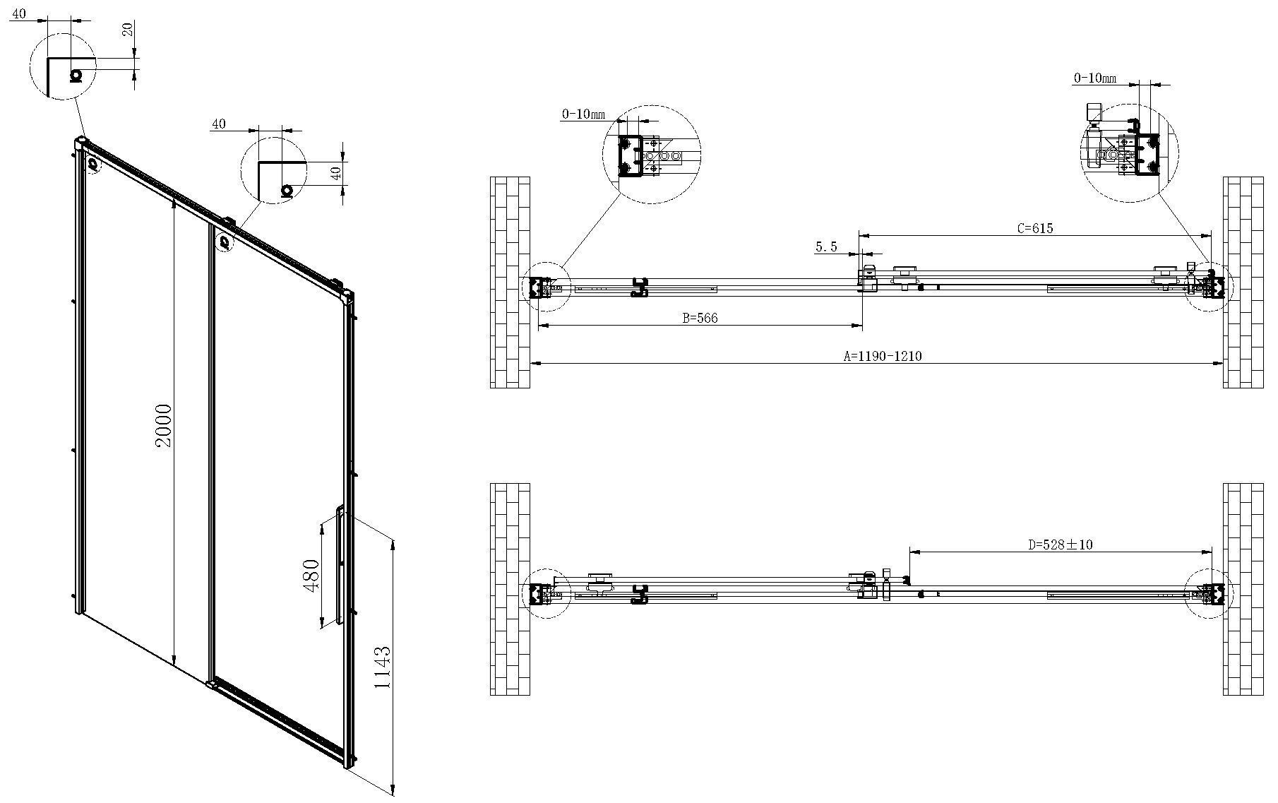 Душевая дверь Vincea Ultima VDS-7UL120CL 120x200 хром, прозрачная