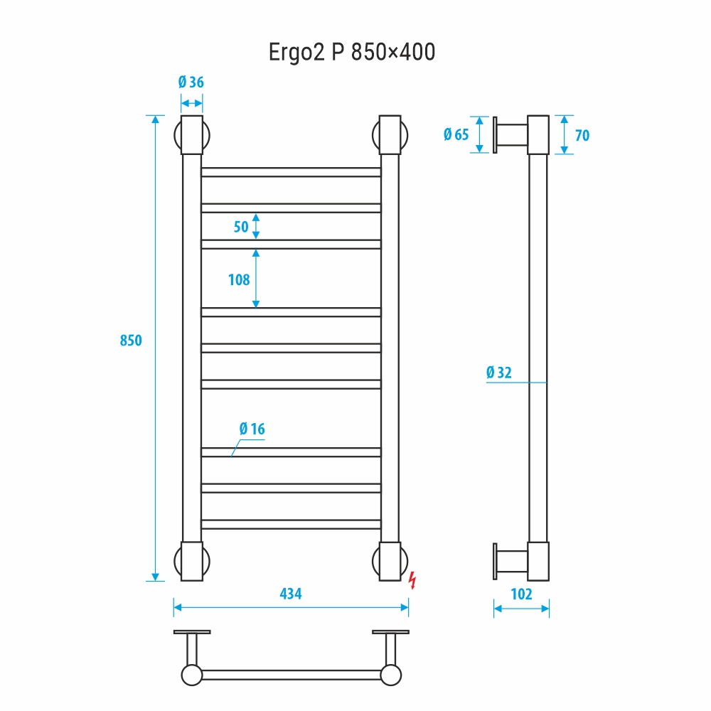 Полотенцесушитель электрический Energy Ergo2 P EETRERGO2P854 40x85 хром