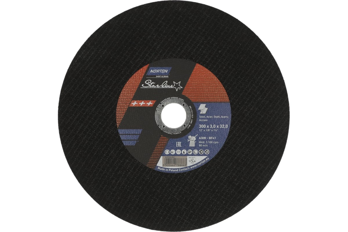 Отрезной круг Starline A30S-300x3.0x32 мм T41 FIX80 NORTON 66252849961