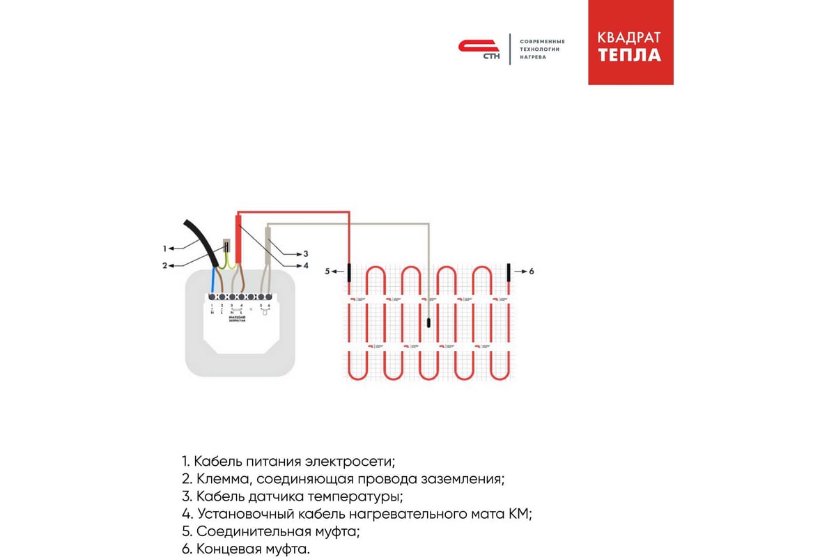 Теплый пол мат СТН КМ Light 1050-7,0