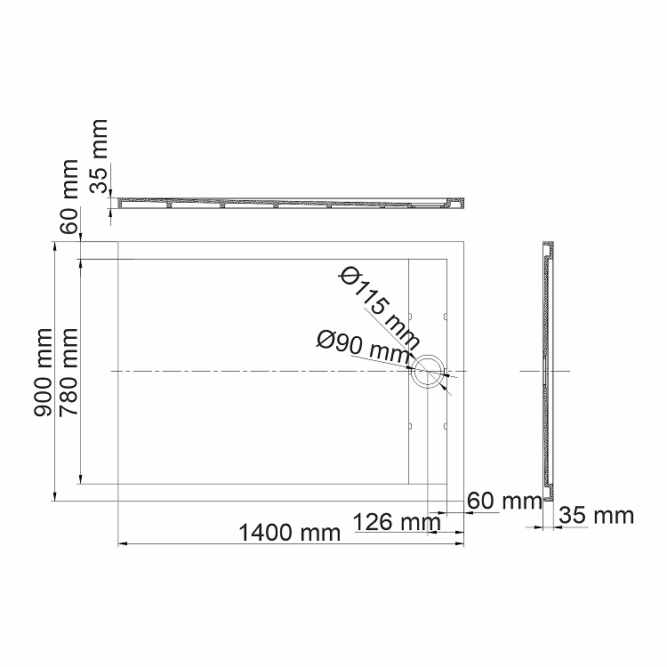 Поддон для душа WasserKRAFT Abens 20T36 140x90, черный матовый