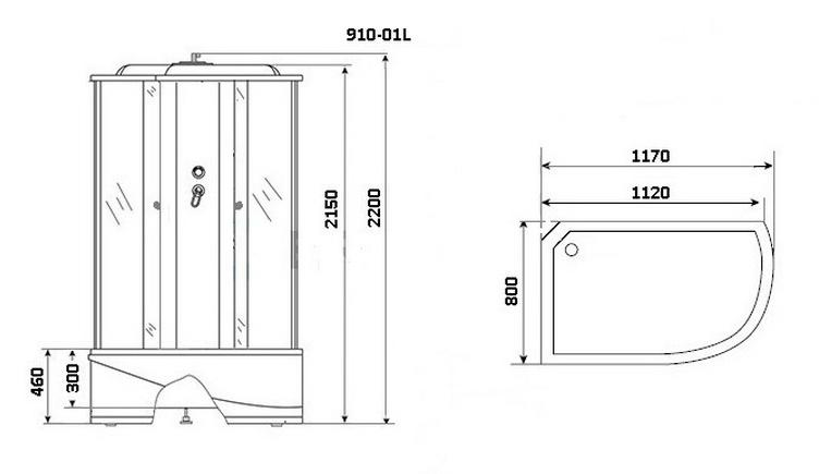 Душевая кабина Niagara Ultra NG-910-01L 120x80 стекло тонированное, левая