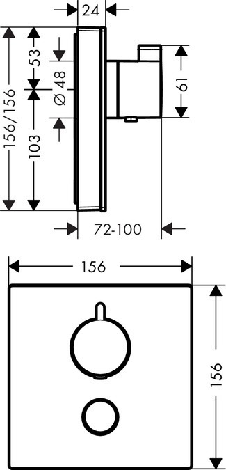 Смеситель для душа Hansgrohe ShowerSelect 15735600 термостат внешняя часть черный/хром
