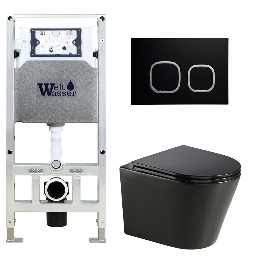 Комплект Weltwasser 10000011063 унитаз Salzbach 041 MT-BL + инсталляция + кнопка Amberg RD-BL