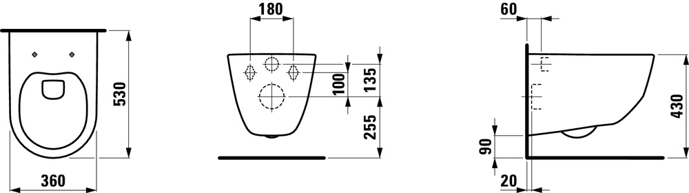 Подвесной унитаз Laufen Pro Rimless Z.RU93.0.761.5 с инсталляцией LIS CW401 4в1 кнопка хром глянцевый