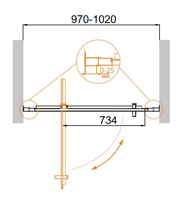 Душевая дверь Cezares MOLVENO-BA-1-100-C-Cr-IV 100x190 прозрачная