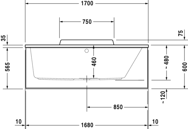 Акриловая ванна Duravit DuraStyle 170x75 см