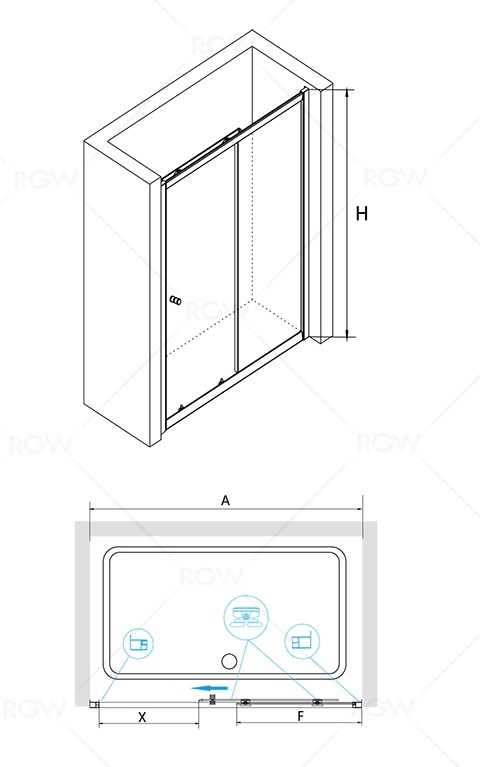 Душевая дверь RGW Classic CL-12 (146-151)x185 прозрачное, раздвижная