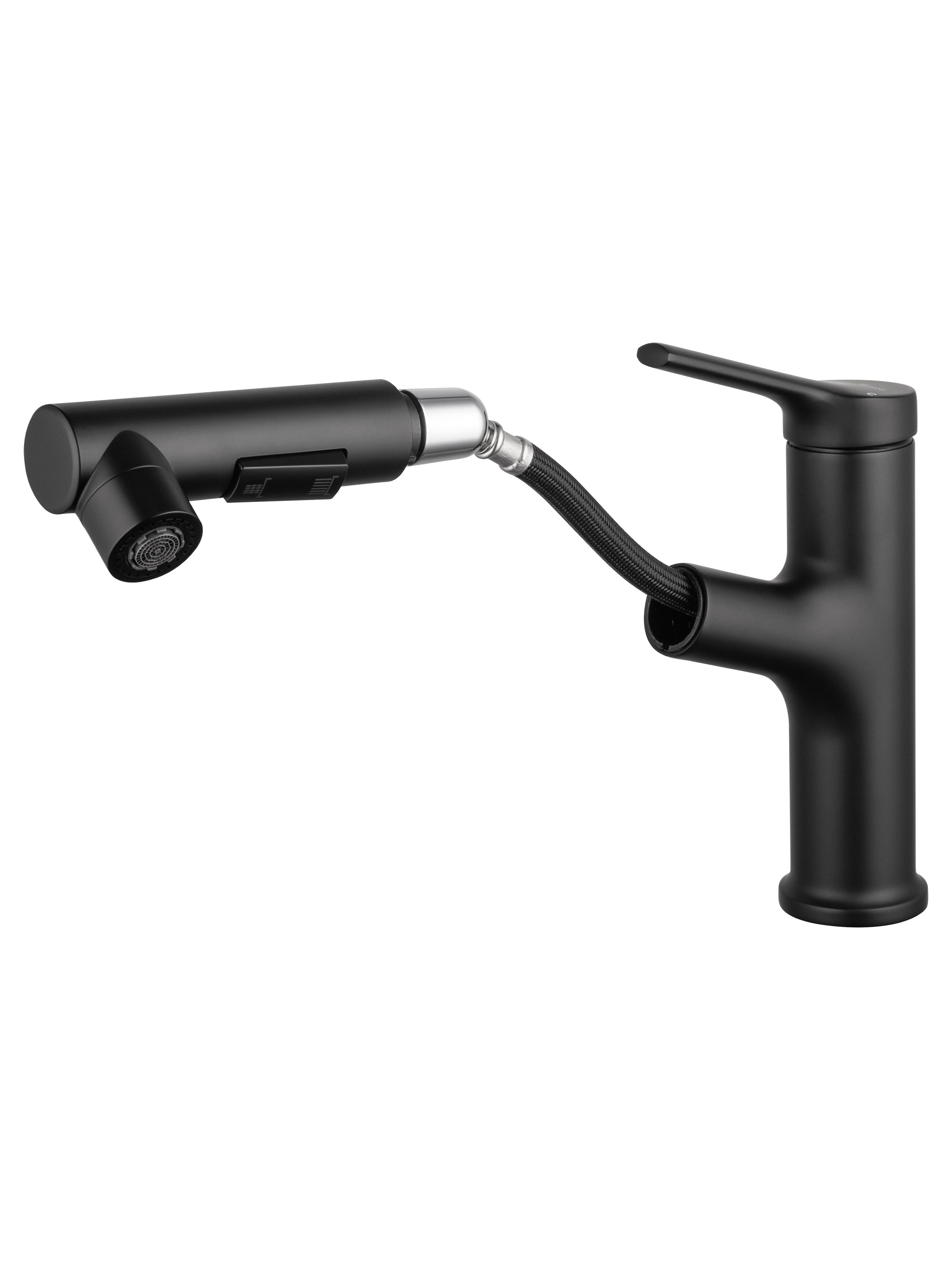 Смеситель для раковины Wonzon&Woghand WW-A40862-MB выдвижной излив, черный матовый