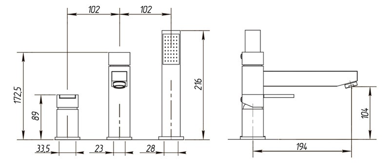 Смеситель на борт ванны Migliore Kvant ML.KVT-2755.CR