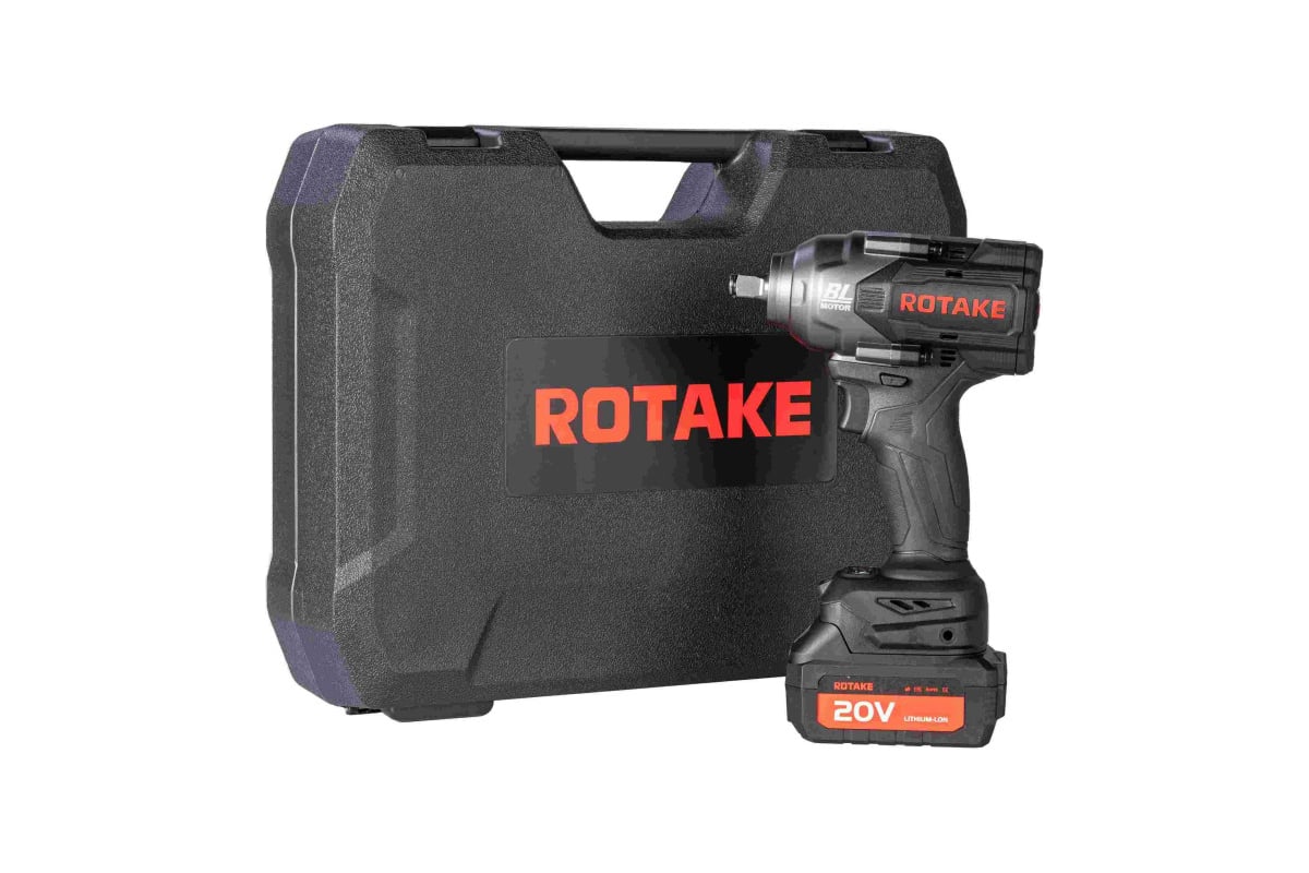 Аккумуляторный ударный гайковерт Rotake 1/2", 1080 нм, 20 В, АКБ 4 Ач 2 шт., в кейсе RC-8803