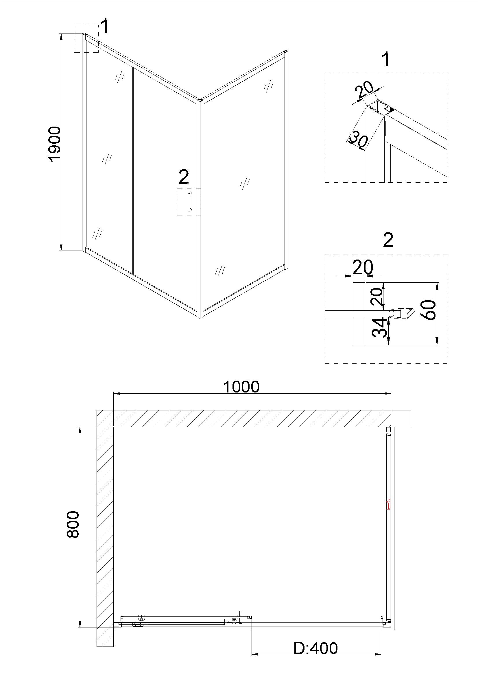 Душевой уголок Niagara Nova NG-42-10AG-A80G 100x80 прозрачный, золото