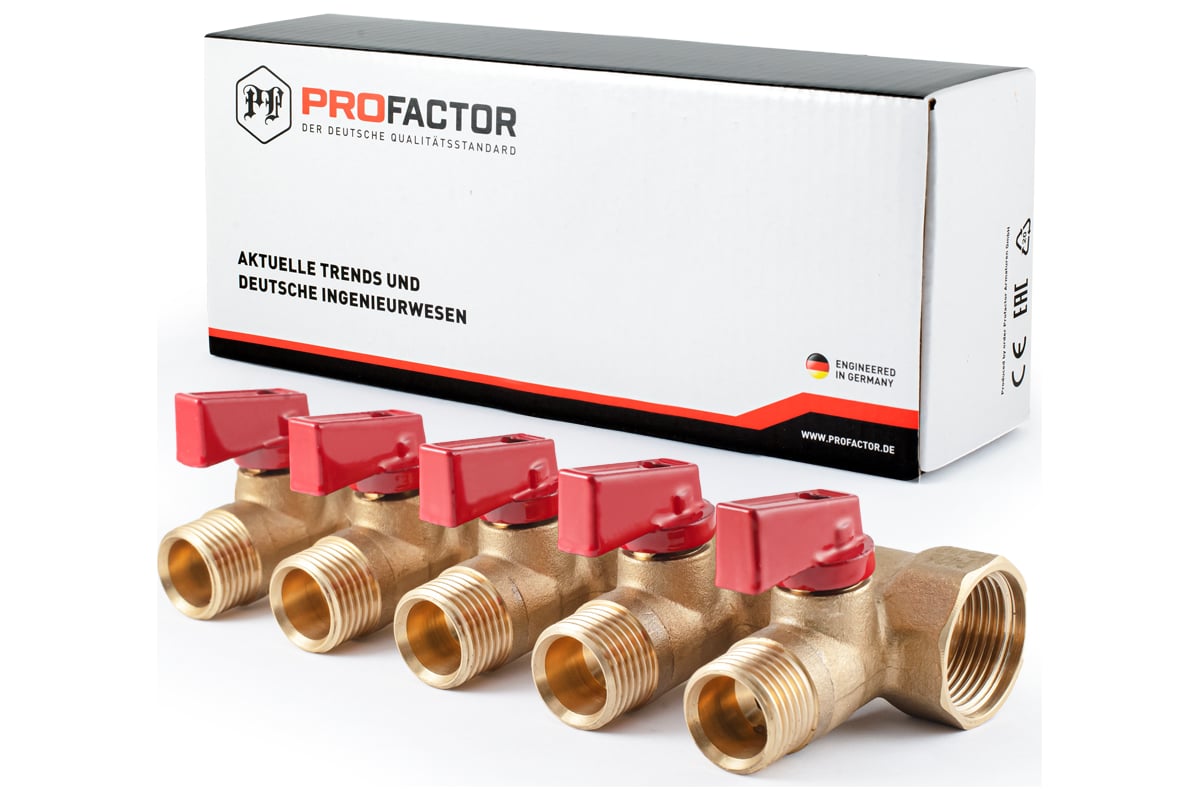 Коллектор с шаровыми кранами PROFACTOR в/н 3/4" х 5 вых 1/2"нар PF MV 264.5
