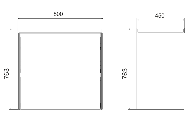 Тумба с раковиной Velvex Klaufs 80 см подвесная, 2 ящика