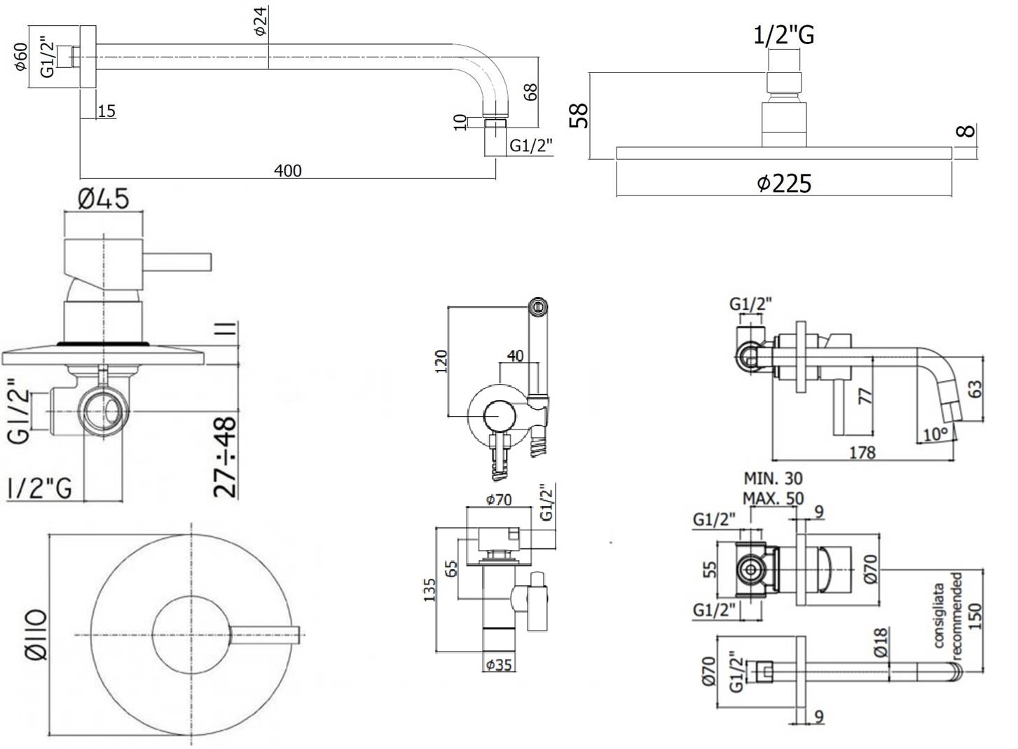 Душевой набор Paffoni Light KITZLIG011CR006 хром