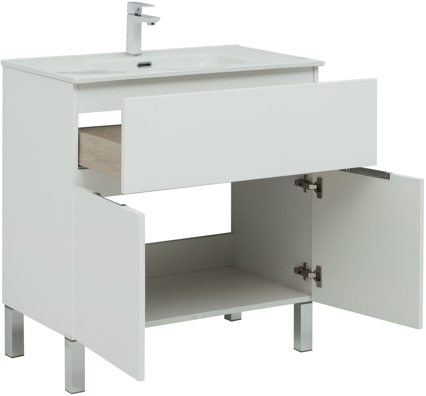 Мебель для ванной Aquanet Алвита New 80 см 1 ящик, 2 дверцы, белый матовый