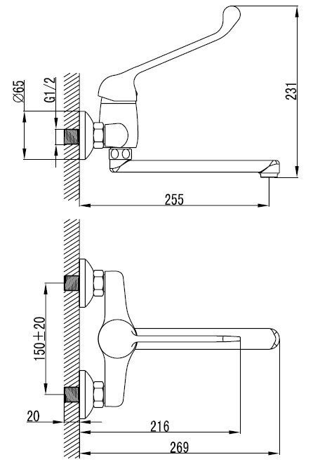 Смеситель медицинский Lemark Project LM4611C