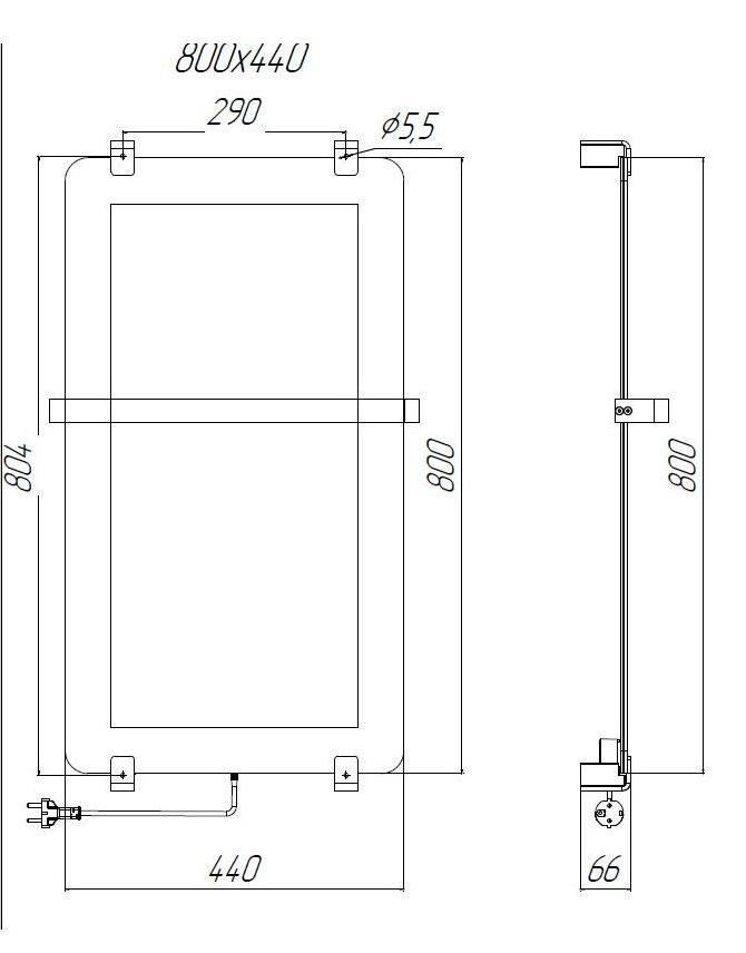 Полотенцесушитель электрический Allen Brau Infinity 80x44 см с рейлингом, черный браш, 00305018