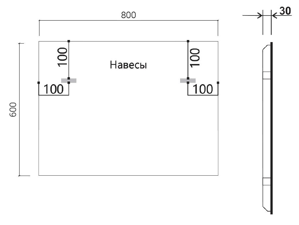 Зеркало Vincea VLM-3VN800B 80x60 см, сенсорный выключатель и диммер, черный