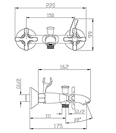 Смеситель для ванны Lemark Duetto LM5712C