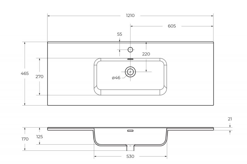 Раковина BelBagno 120 см BB1200ETL