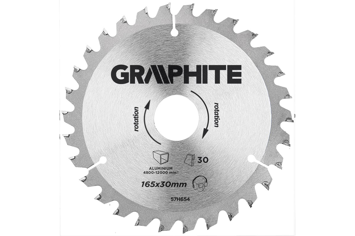 Диск отрезной по алюминию (165x30 мм; 30 зубьев) Graphite 57H654