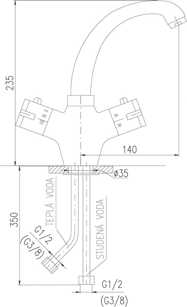 Смеситель для раковины Rav Slezak Dunaj Termostat TRM26.5 термостат