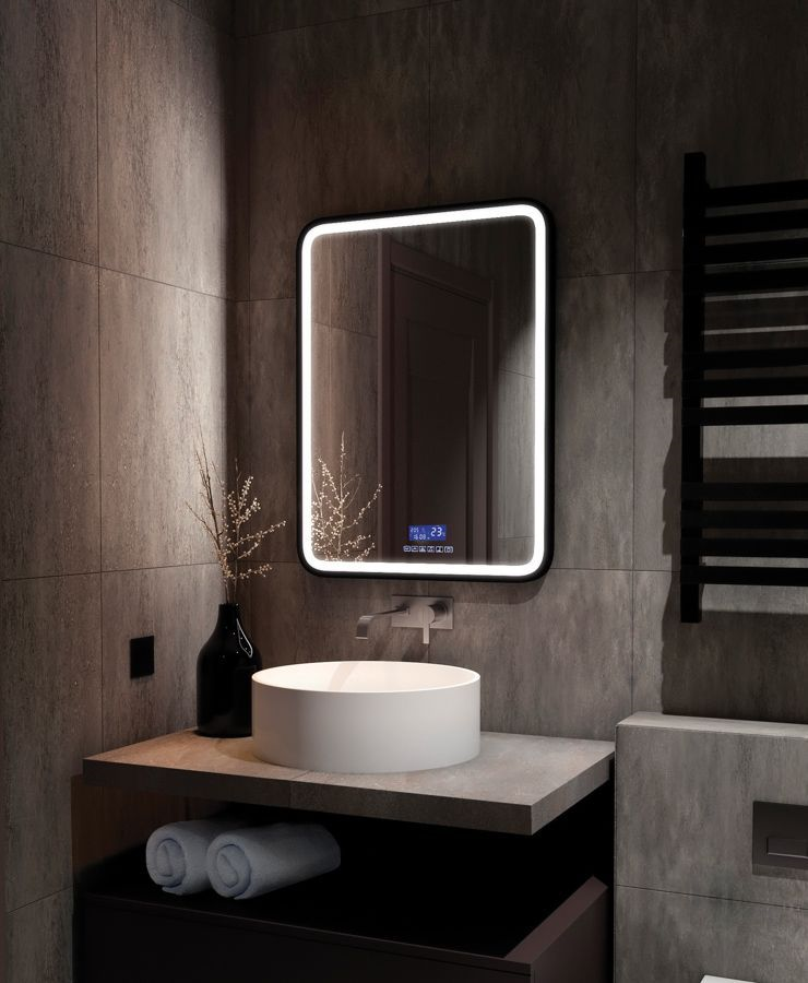 Зеркало Art&Max Genova 60x80 с подсветкой и многофункциональной панелью