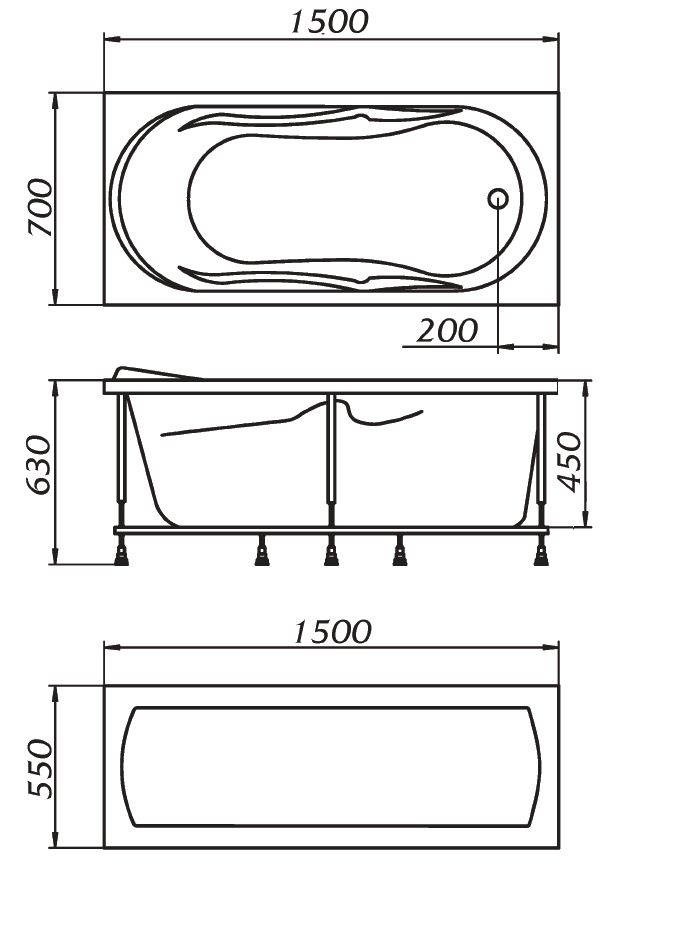 Акриловая ванна Marka One Vita 150x70