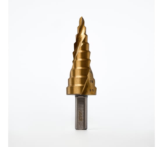 Сверло ступенчатое по металлу Advancetool 4-20 мм, HSS6542M2 (Р6М5) c TiN покрытием ADT-СМСТ0420Т
