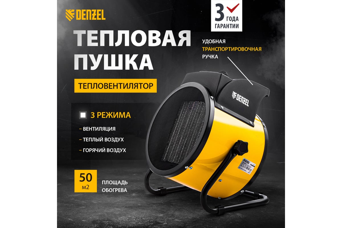 Тепловая пушка Denzel керамический нагреватель DHC 5-400, 220 В 96428