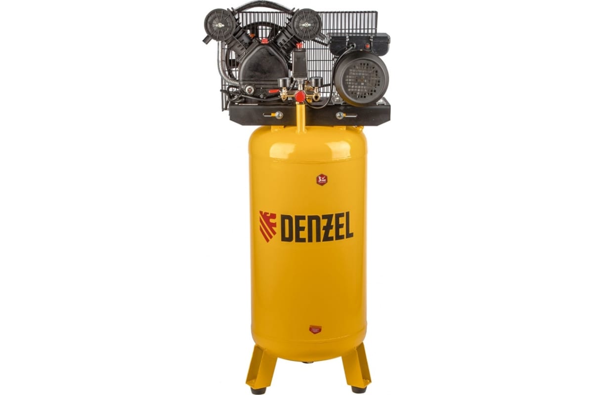 Компрессор Denzel DRV2200/100V ременной вертикальный ресивер, 10 бар, 440 л/м, мощность 2,2 кВт 58099