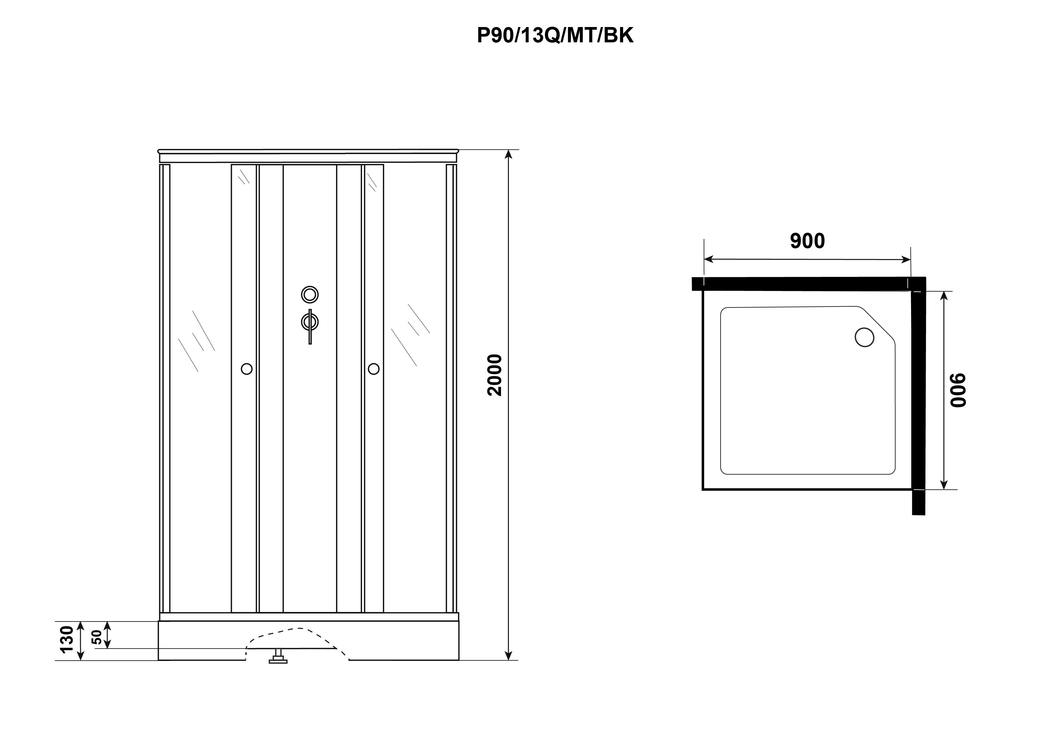 Душевая кабина Niagara Promo P90/13Q/MT/BK 90x90 стекло матовое, без крыши и г/м