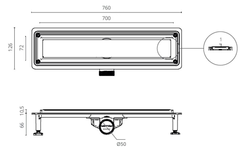 Душевой лоток Ctesi Flow Line BK4024540 70 см хром