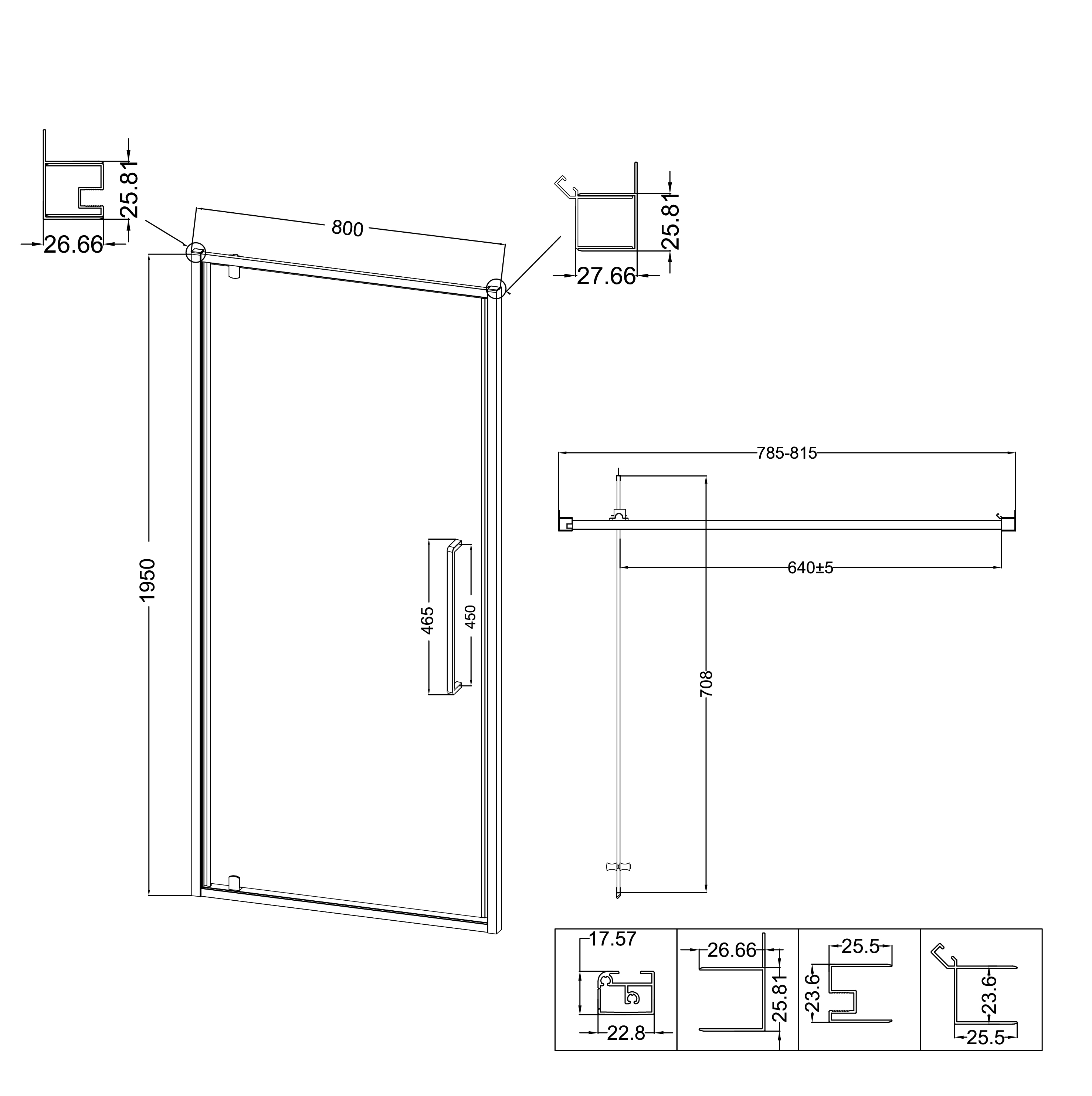 Душевая дверь Niagara Nova 80x195 прозрачное, графит NG-35-8AGR