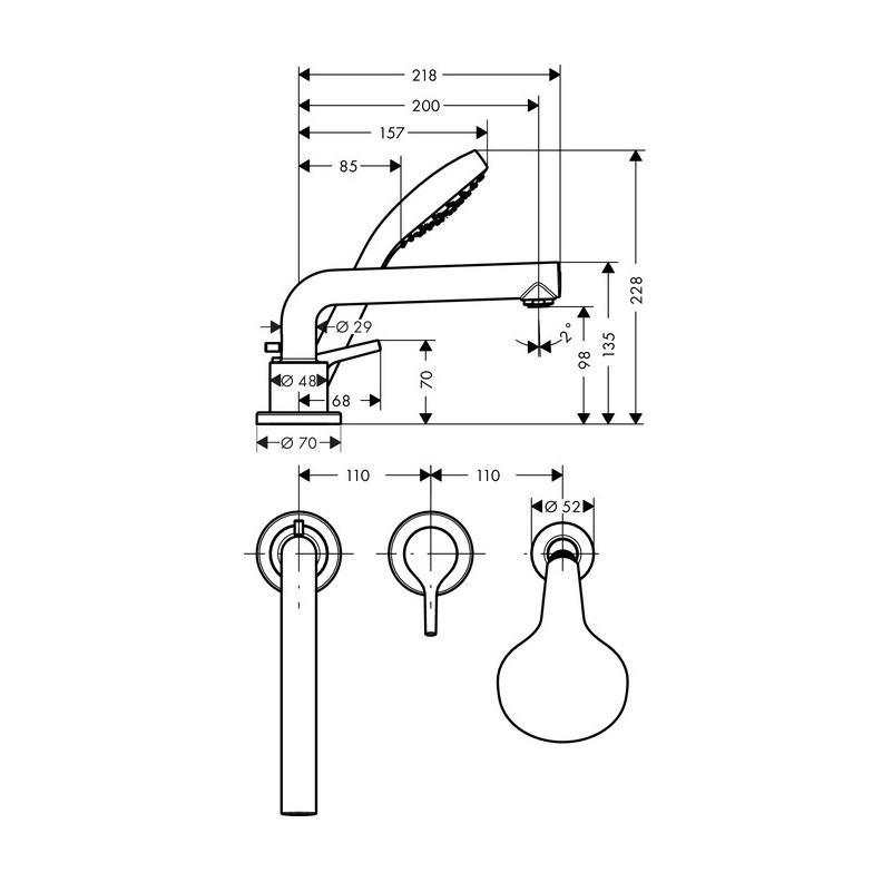 Смеситель на борт ванны Hansgrohe Talis S 72417000