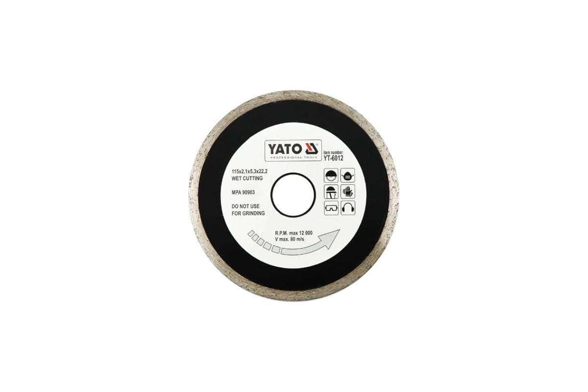 Диск отрезной алмазный 115х22.2 мм Yato YT-6012
