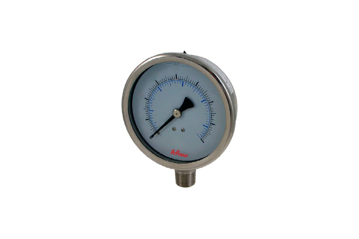 Манометр от 0 до 25 бар из нержавеющей стали, D50 мм, NPT 1/4", штуцер снизу A-Flow G30-S-4N-50A-25bar