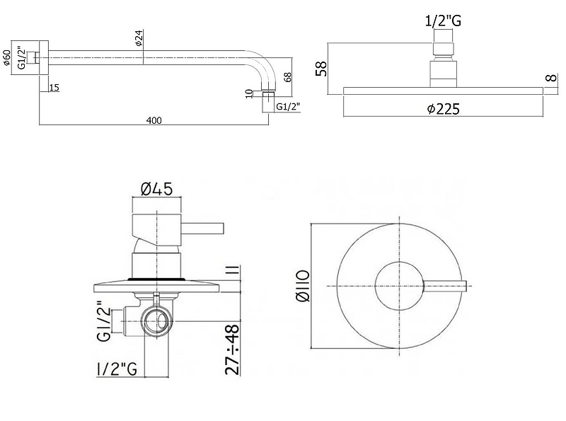 Душевой набор Paffoni Light KITLIG011NO черный матовый