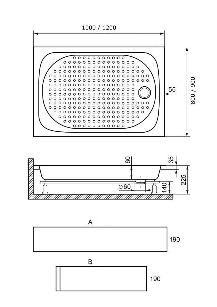 Душевой поддон прямоугольный rgw