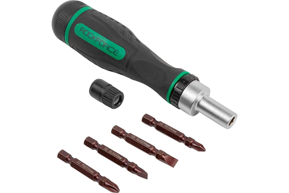 Реверсивная отвертка 5 в 1 с набором бит Rockforce RF-32805MR(52175)