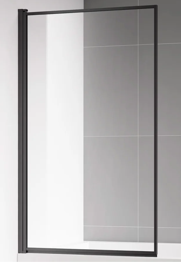 Шторка для ванны AQUAme AQM2859-9-L 90x140 левая, прозрачное стекло, черный