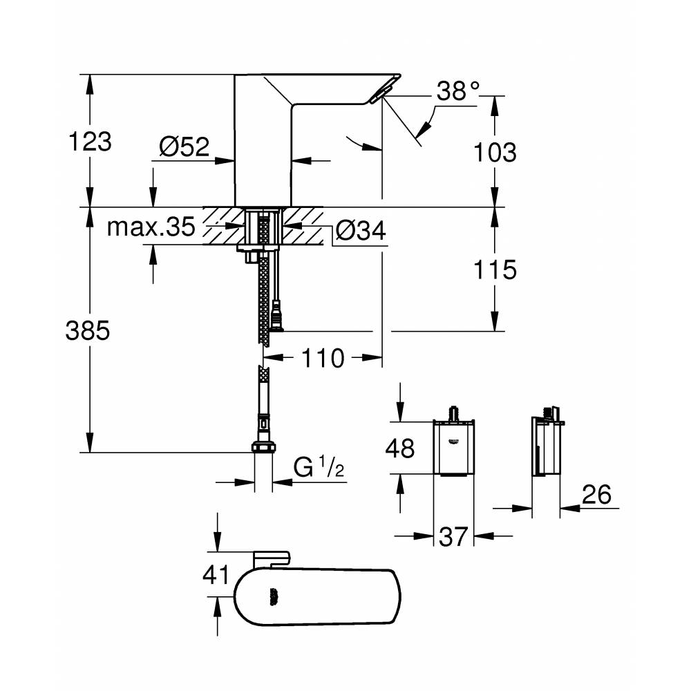 Смеситель для раковины Grohe Bau Cosmopolitan E 36451000 сенсорный