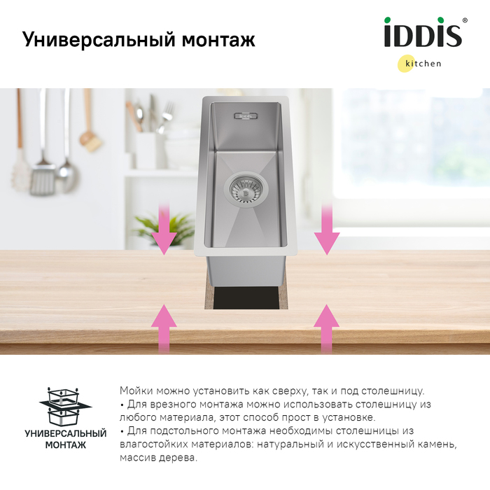 Кухонная мойка Iddis Edifice EDI21S0i77 21 см сатин