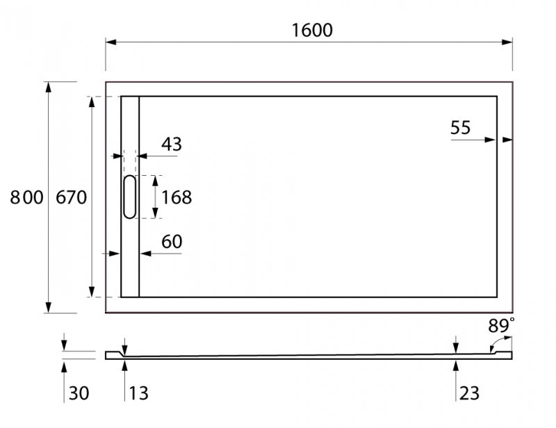 Поддон для душа Cezares TRAY-AS-AH-160/80-30-W 160x80 из мрамора