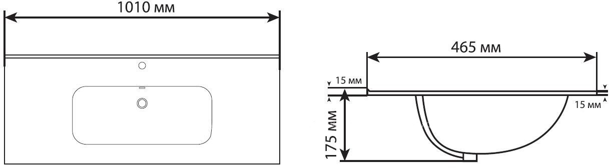 Тумба с раковиной Aquanet Lino (Flat) 100 см белый глянец