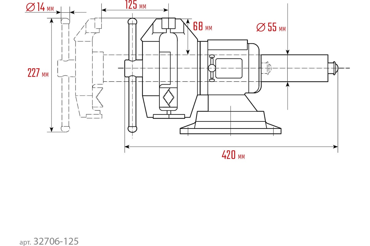Чугунные слесарные тиски Kraftool 3D Multi-Purpose 125 мм 32706-125